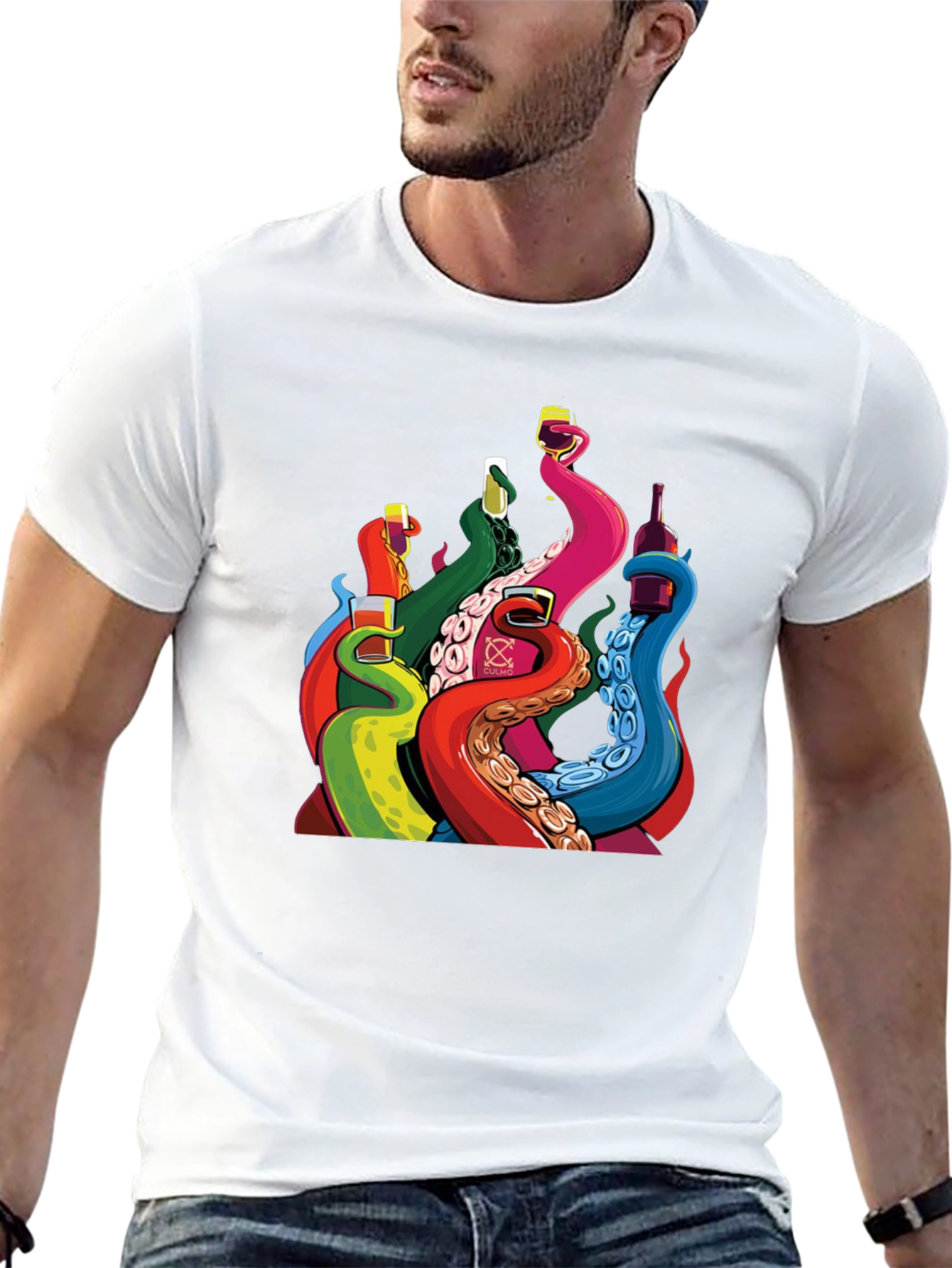 Octopus Tentacle Drink Black T-Shirt