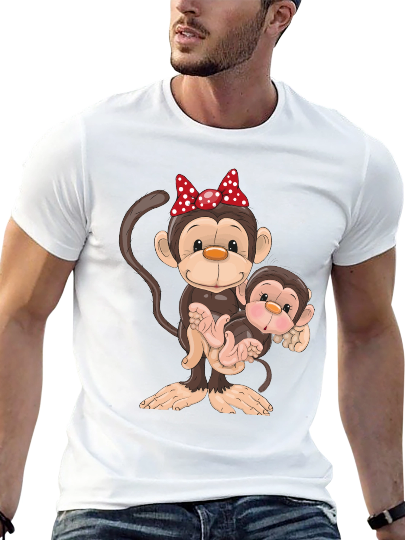 Cute Monkey Family Graphic T-Shirt