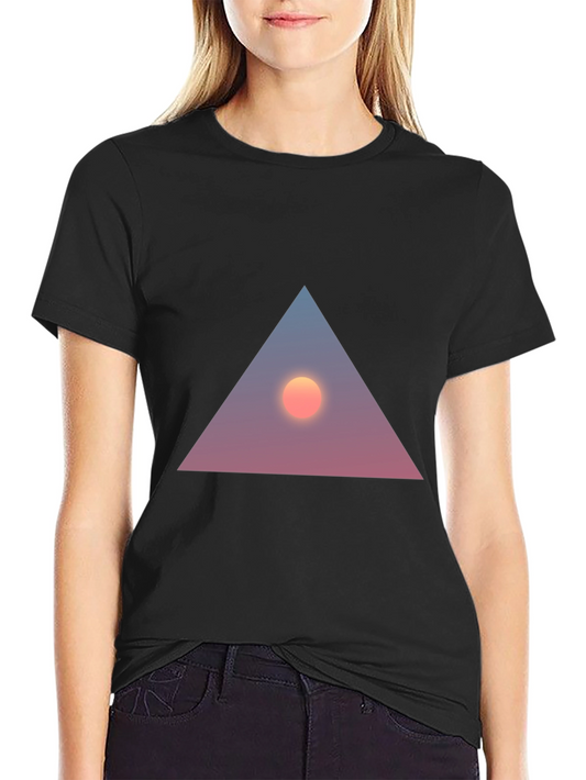 Triangle Sunset Graphic Tee - Stylish Black T-Shirt