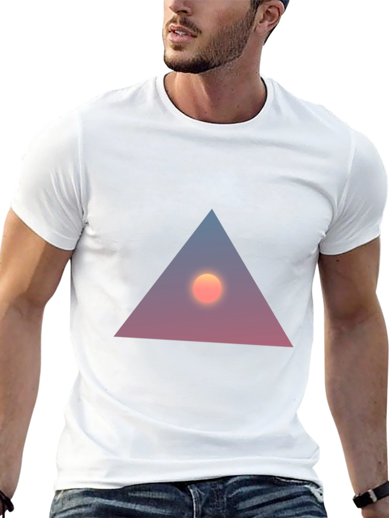 Triangle Sunset Graphic Tee - Stylish Black T-Shirt