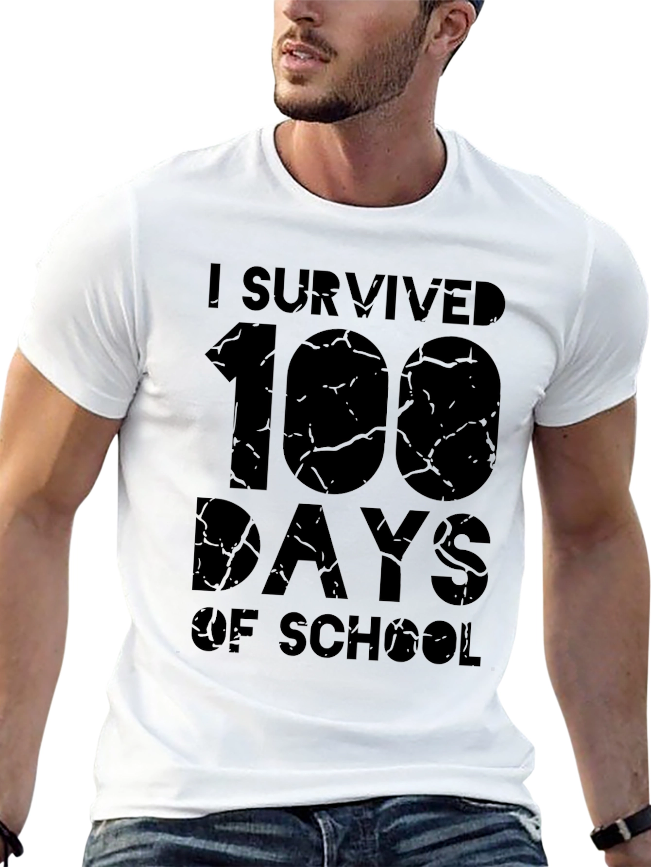 I Survived 100 Days of School Black T-Shirt
