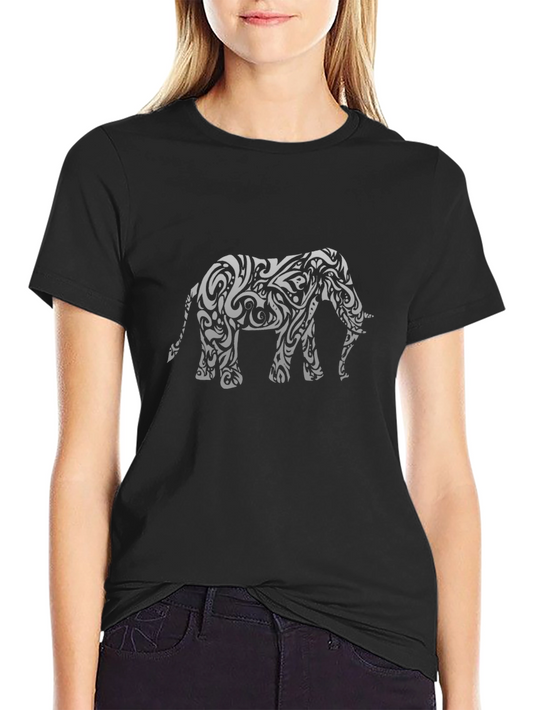 Tribal Elephant Graphic Black T-Shirt