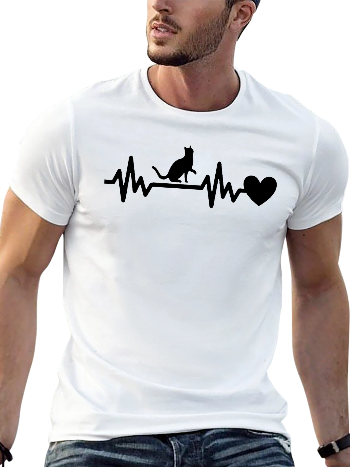 Cat Heartbeat T-Shirt - Unique Graphic Tee