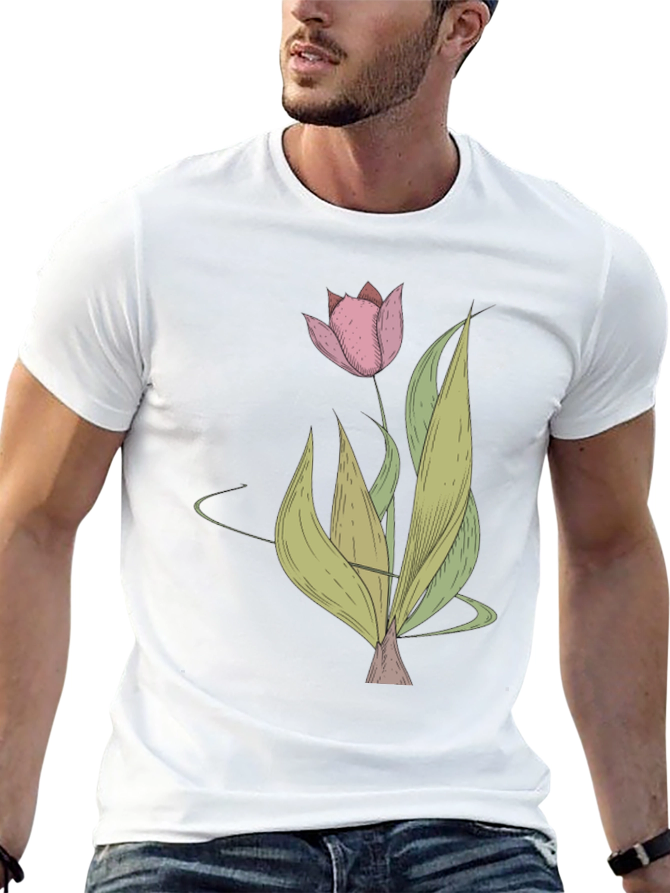 Tulip Graphic Black T-Shirt - Stylish Floral Tee