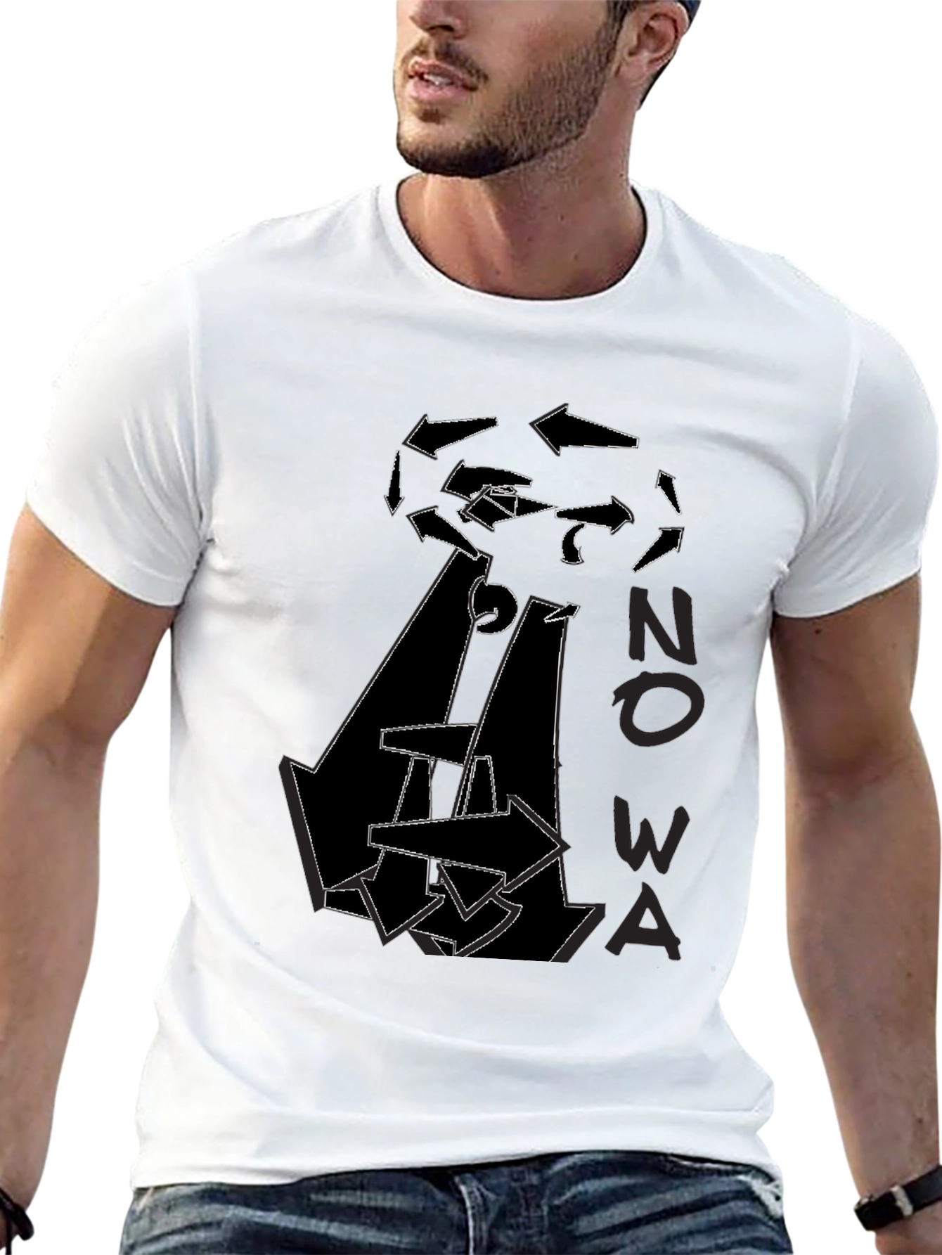 Abstract Arrow Graphic Print Black T-Shirt