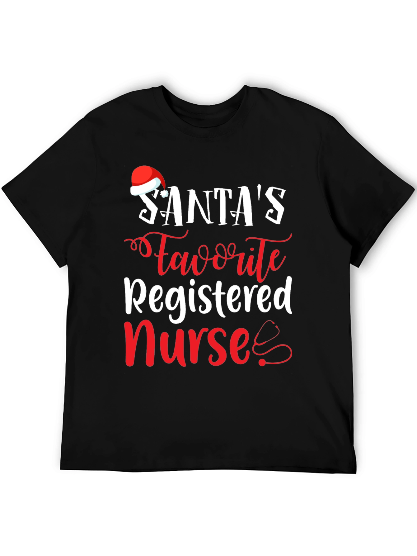 Santas Favorite Registered Nurse Christmas T-Shirt