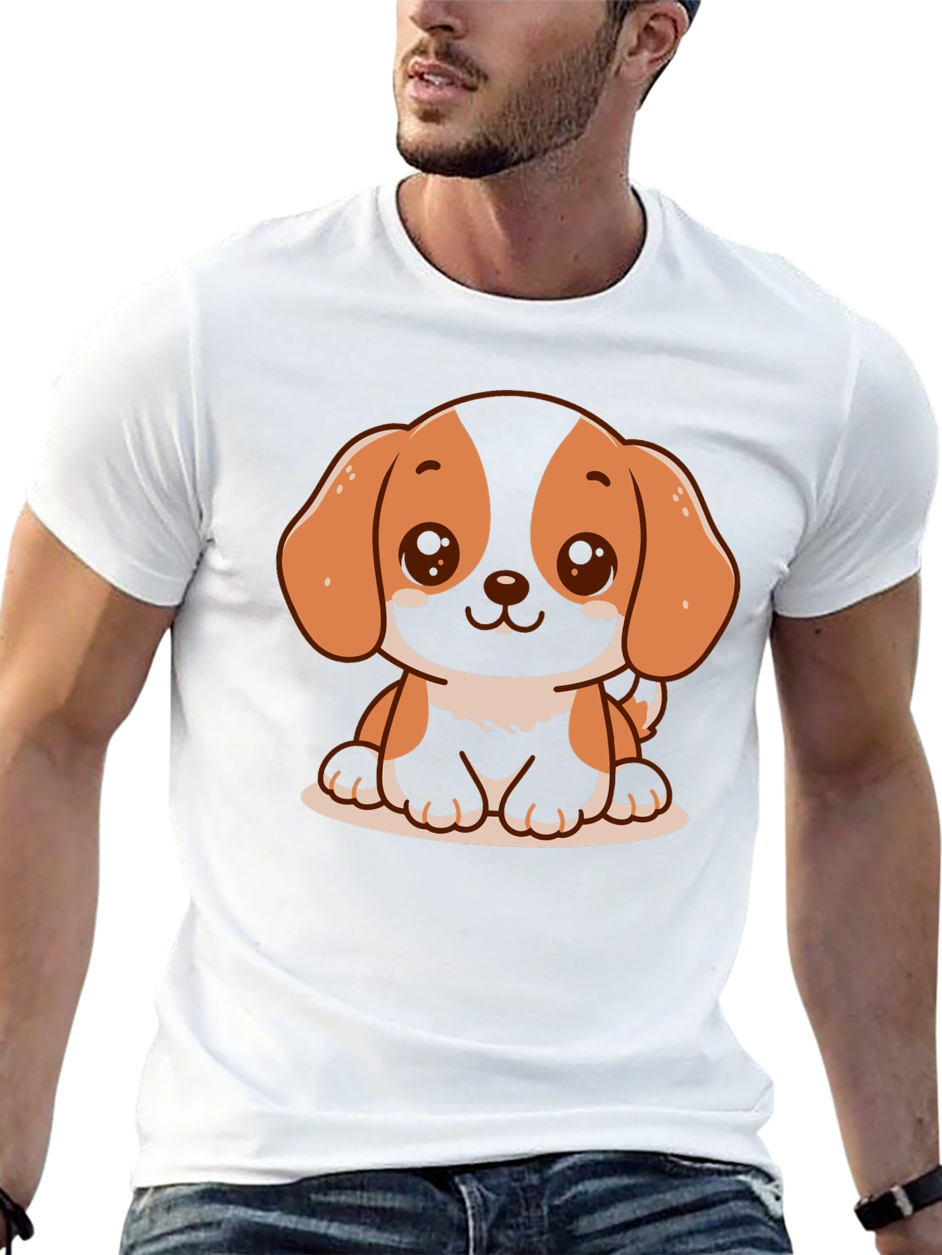 Cute Dog Graphic T-Shirt - Black