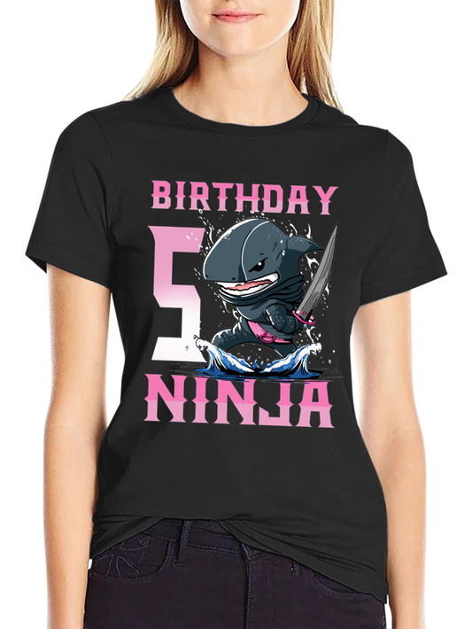 Birthday Shark Ninja T-Shirt - 5th Birthday Tee