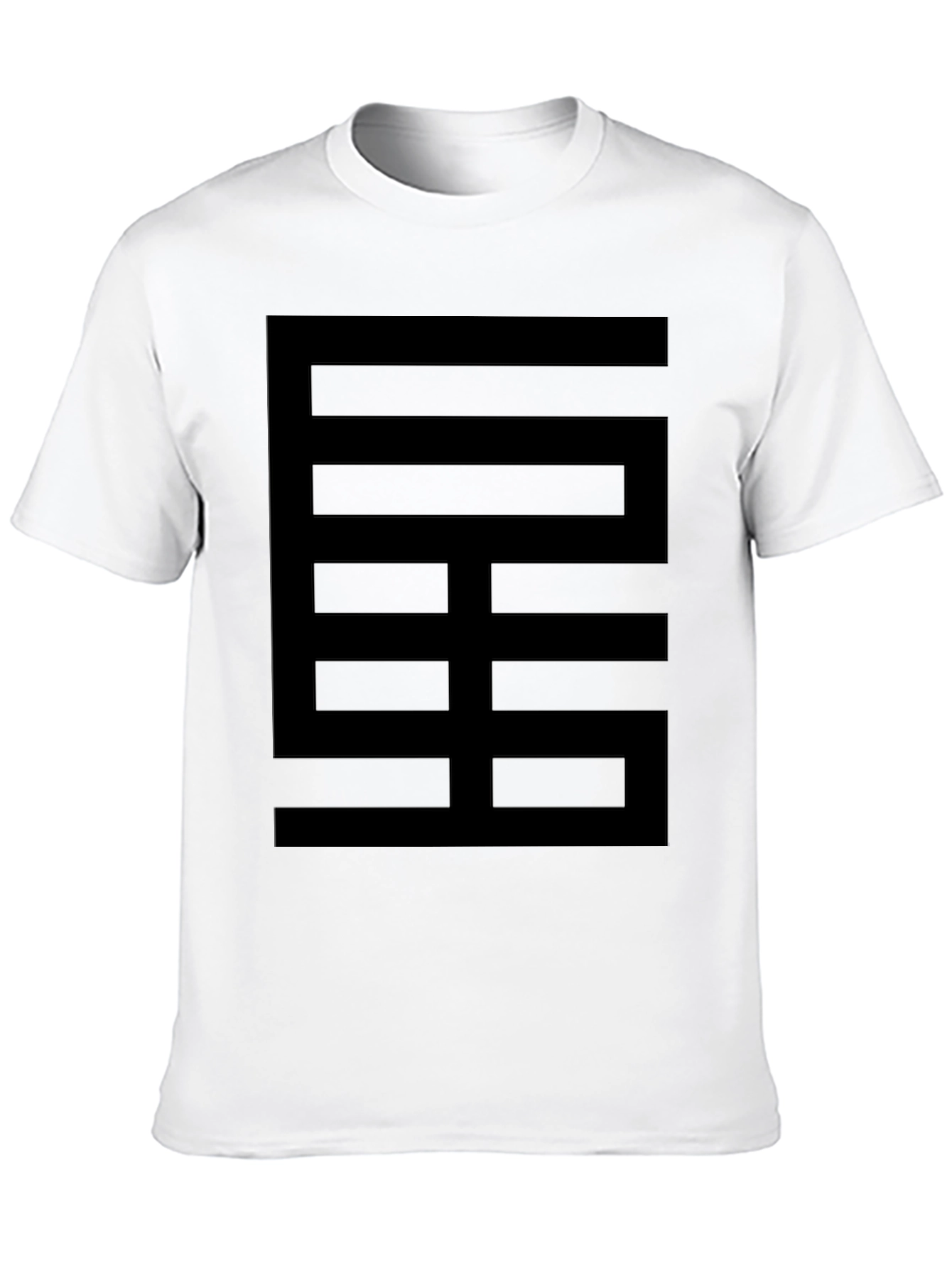 Geometric Graphic Print Crew Neck Tee - Black