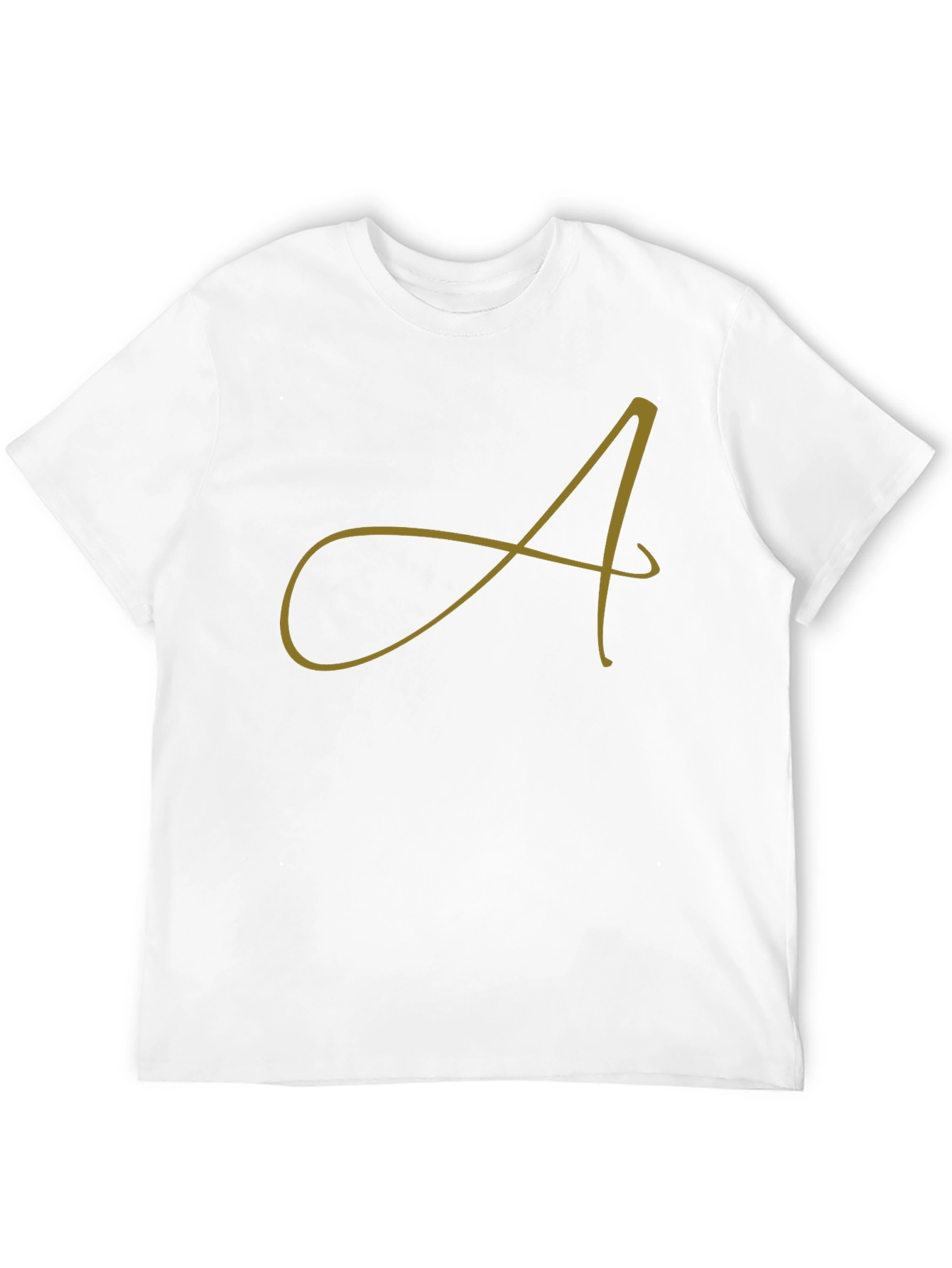 Mens Black T-Shirt with Gold Letter A Design