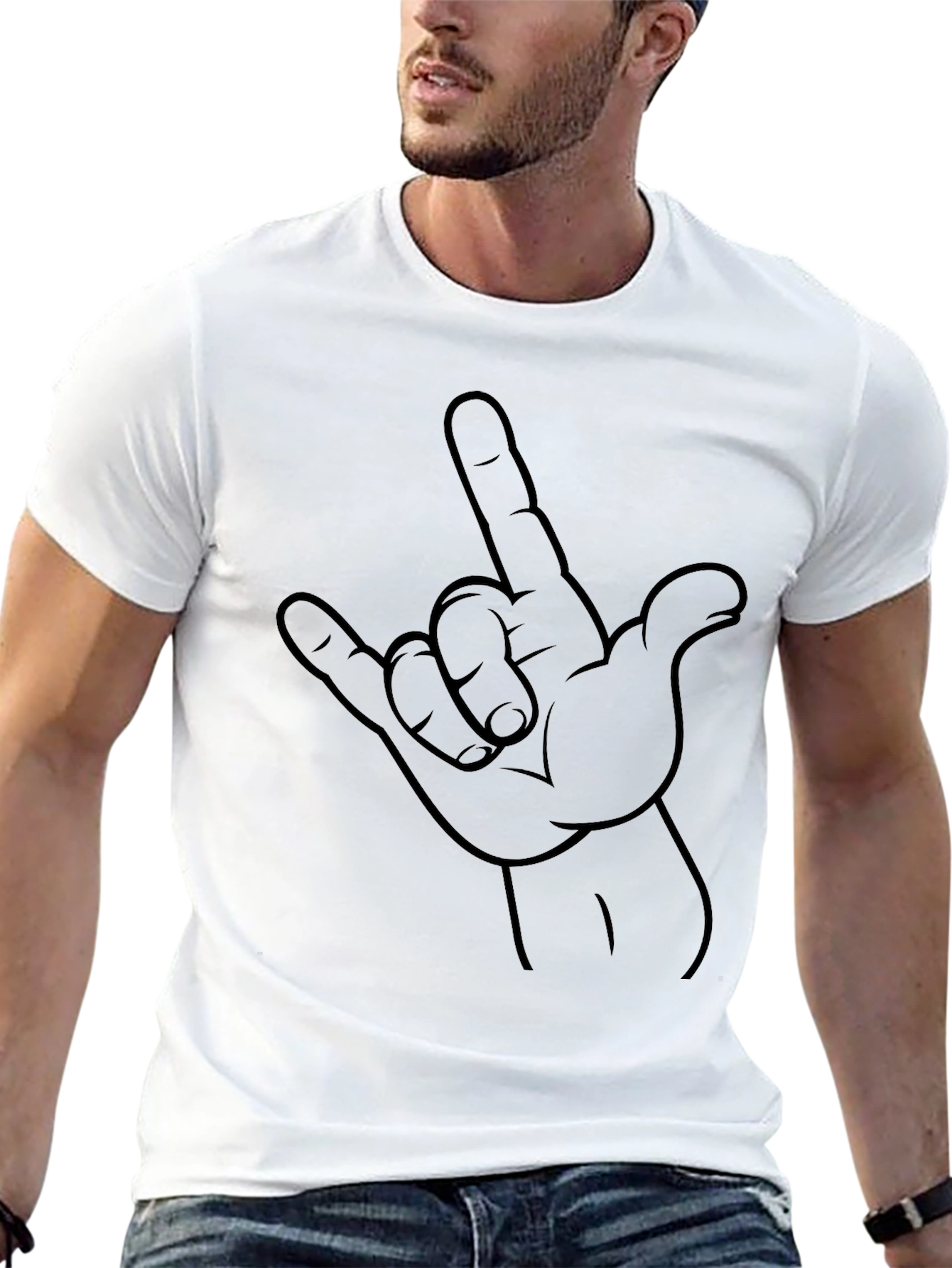 Rock On Hand Sign Black Graphic Tee