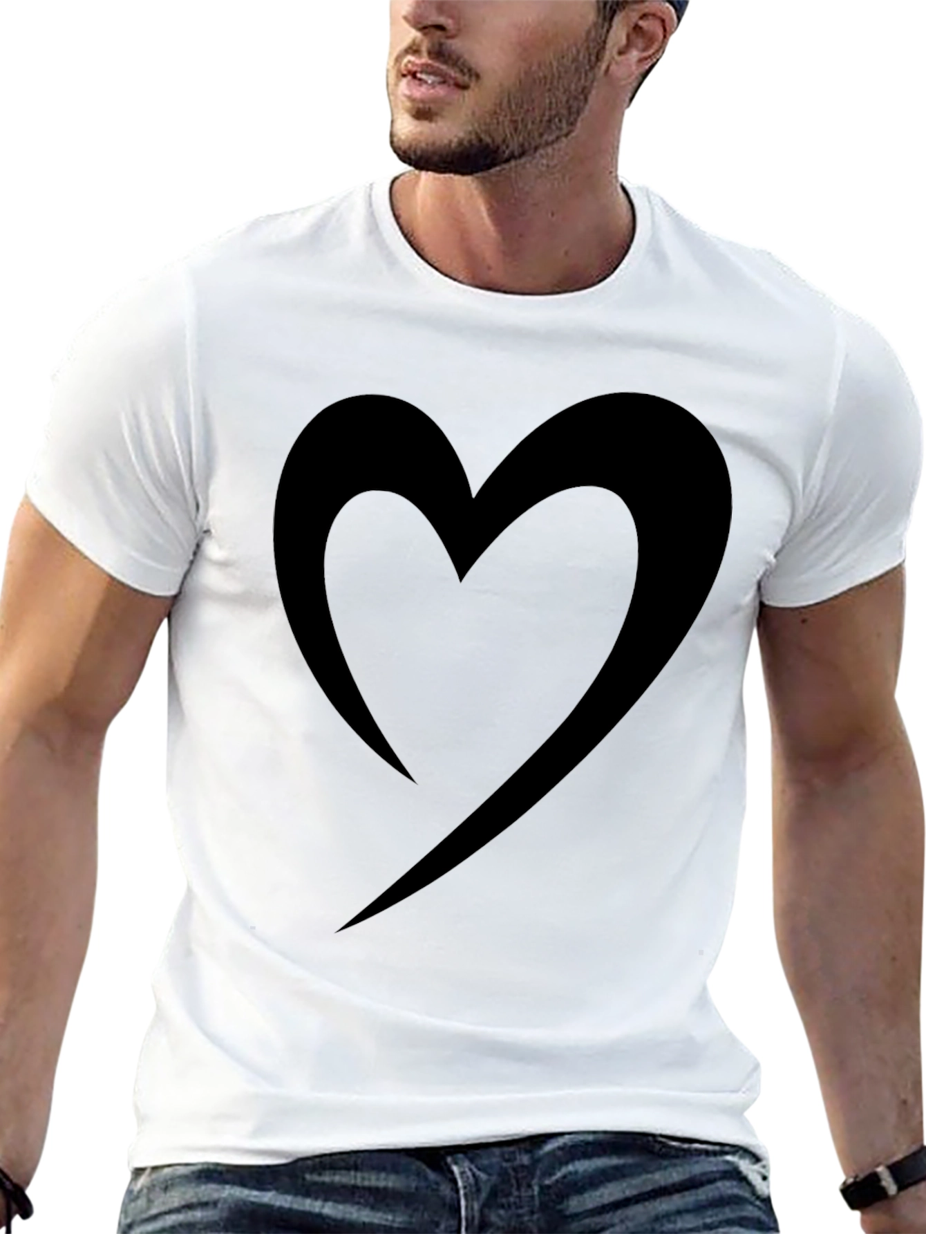Stylish Black Heart Graphic Tee - Casual Comfort