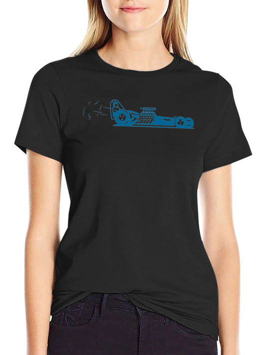 Black Tee with Blue Hot Rod Graphic