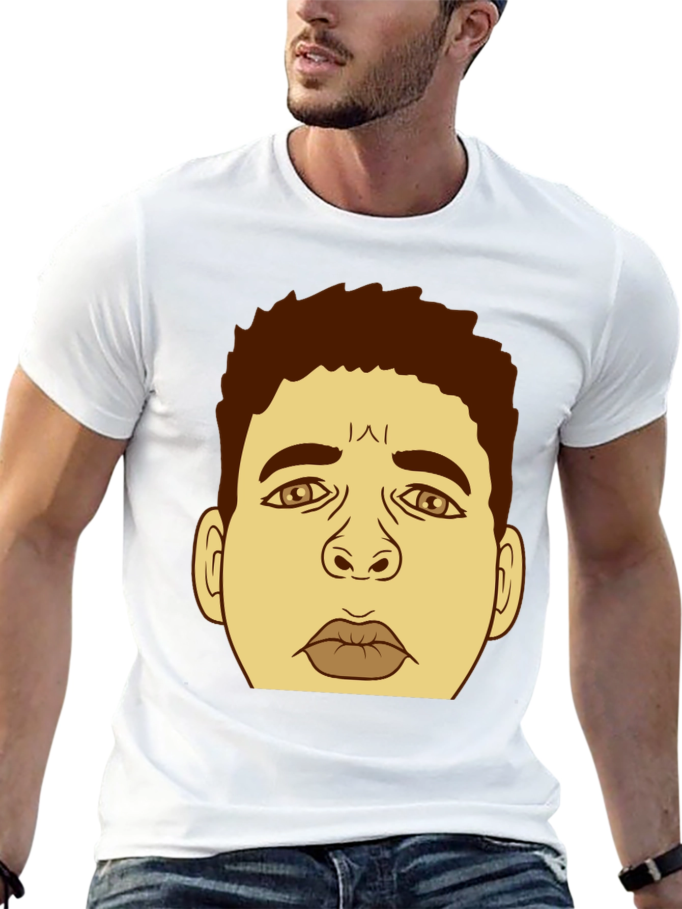 Cartoon Face Graphic Black T-Shirt