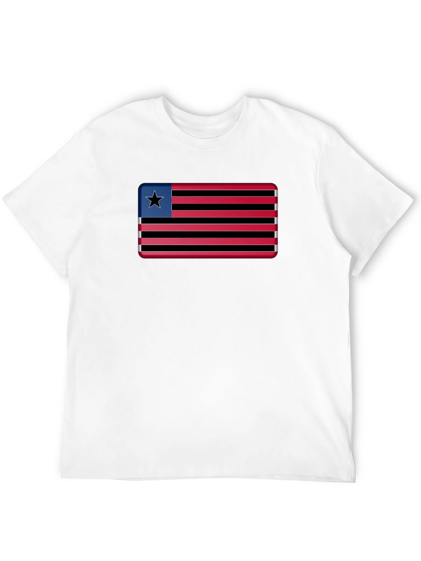 Liberia Flag Graphic T-Shirt - Black Cotton Tee