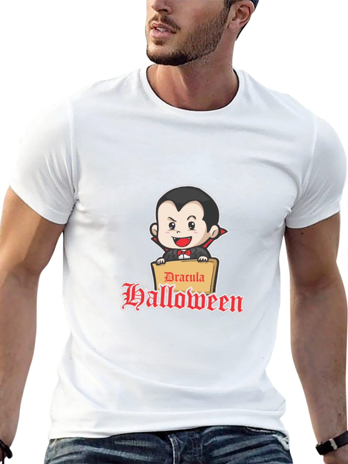 Dracula Halloween Graphic Tee - Classic Fit