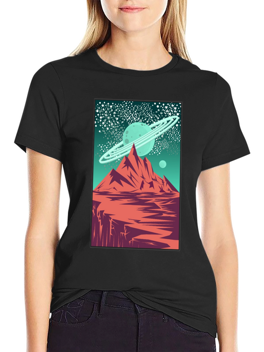 Saturn Peaks Graphic Tee - Retro Space Design