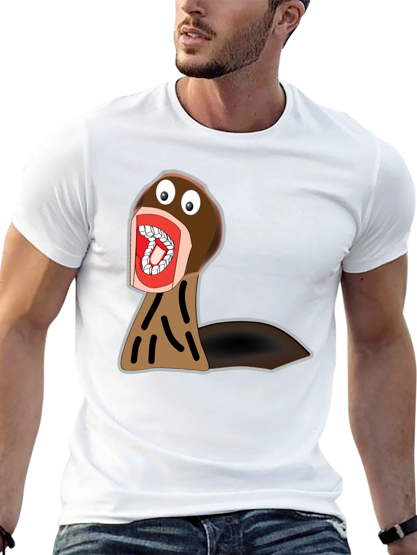 Funny Cartoon Monster Graphic Tee - Black Cotton