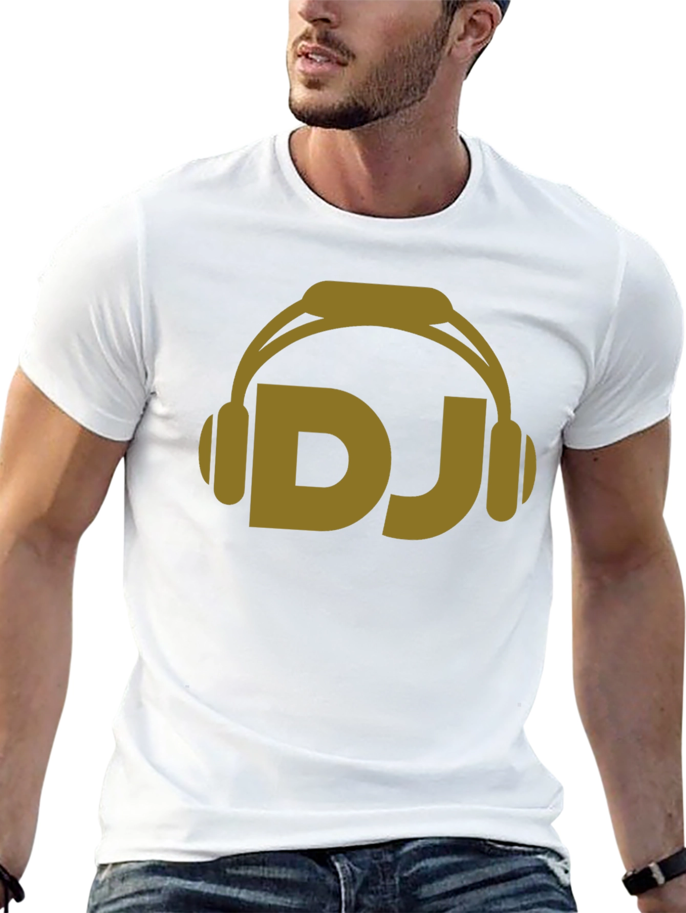 DJ Headphones Graphic Tee - Black Cotton Blend