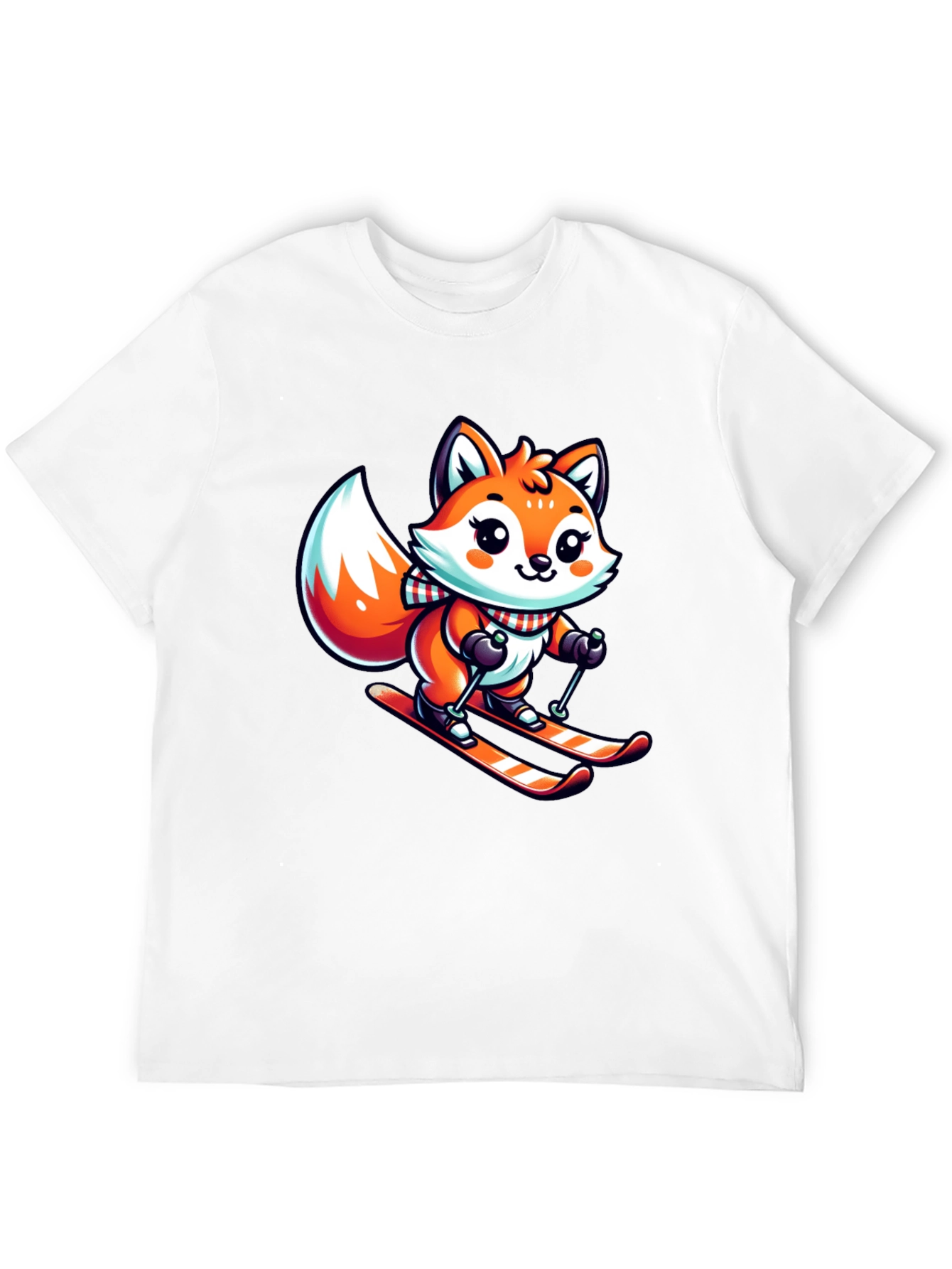 Cartoon Fox Skiing Graphic Tee - Cute Winter Design
