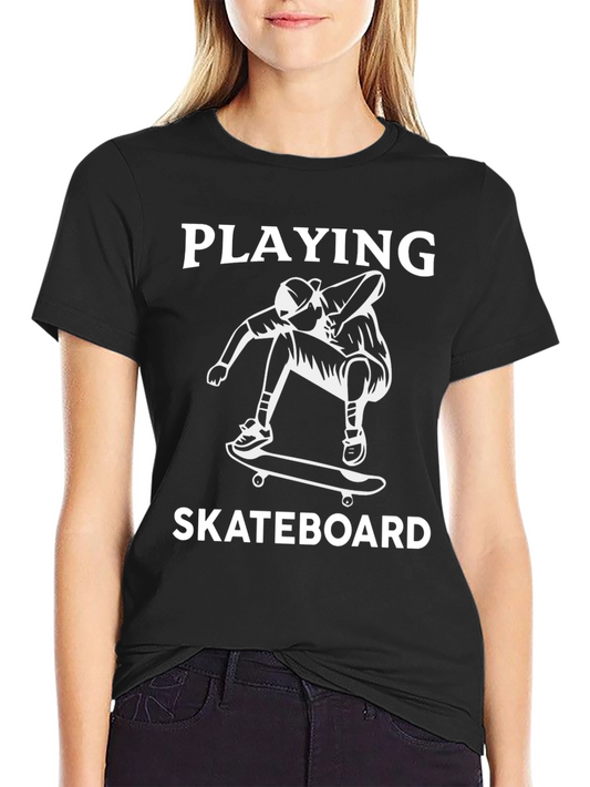 Playing Skateboard Graphic Tee - Cool & Casual Style