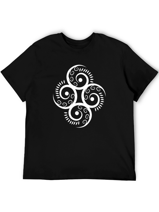 Abstract Swirl Graphic Print Black T-Shirt