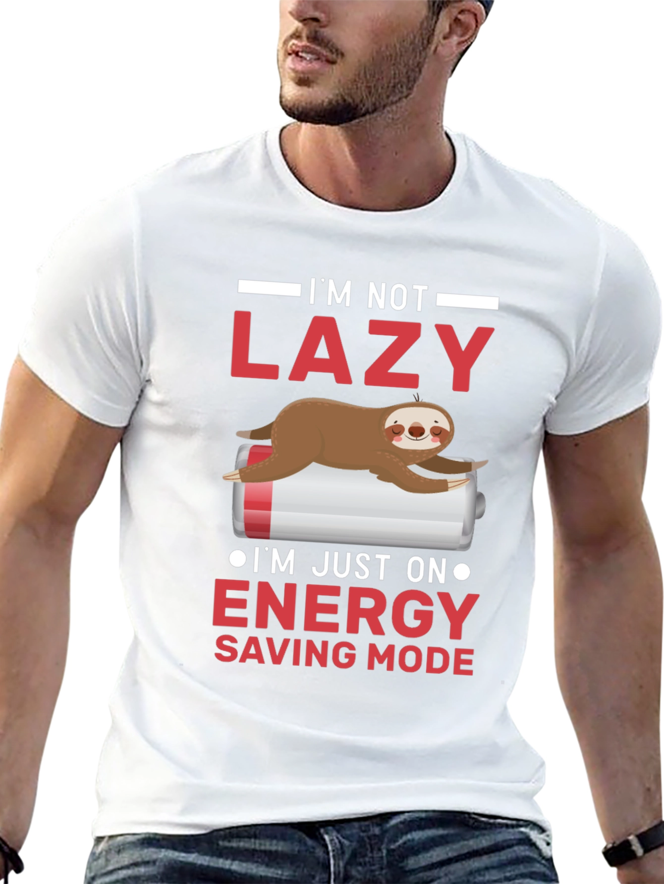 Lazy Sloth Energy Saving Mode Funny T-Shirt