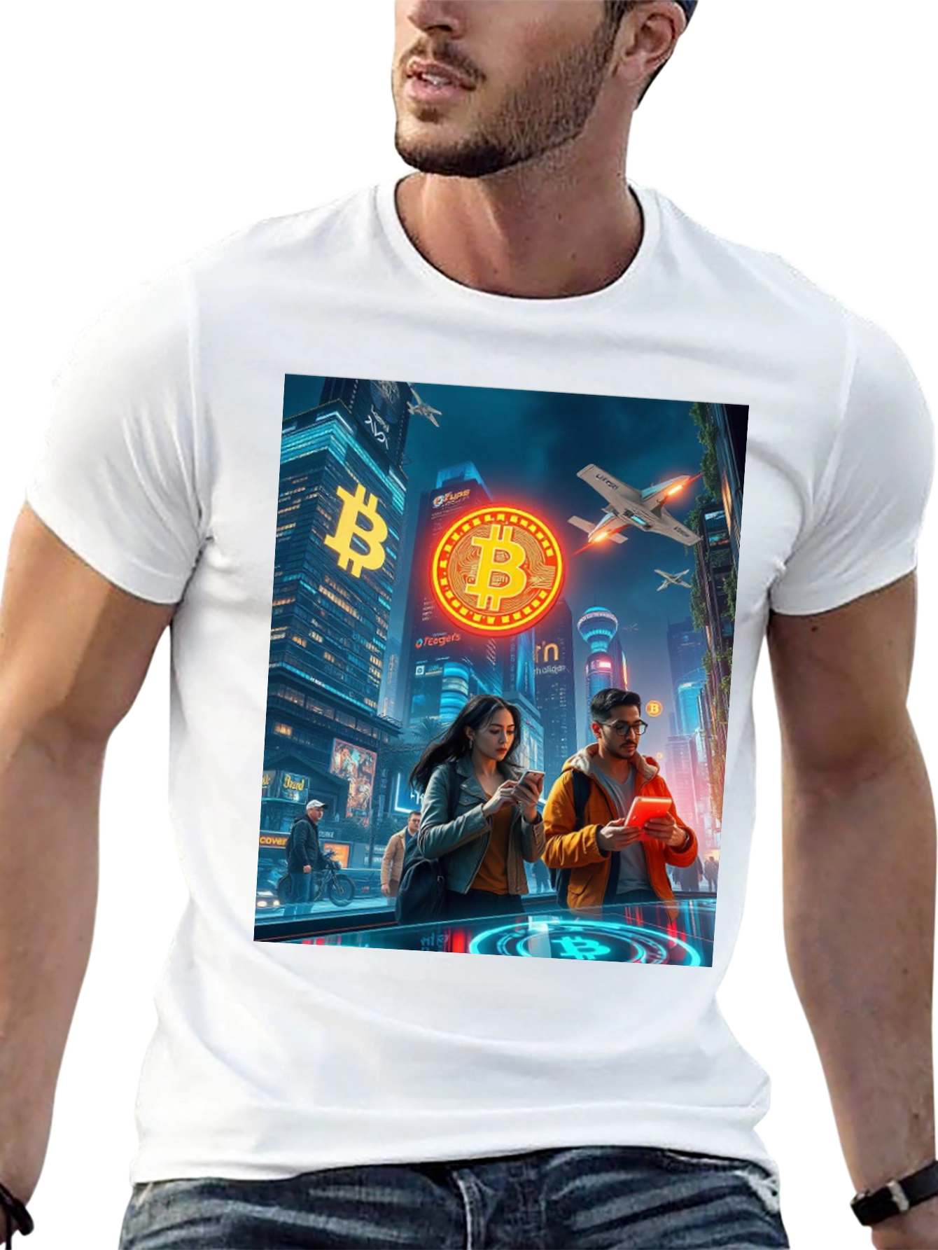 Bitcoin Cityscape Graphic T-Shirt