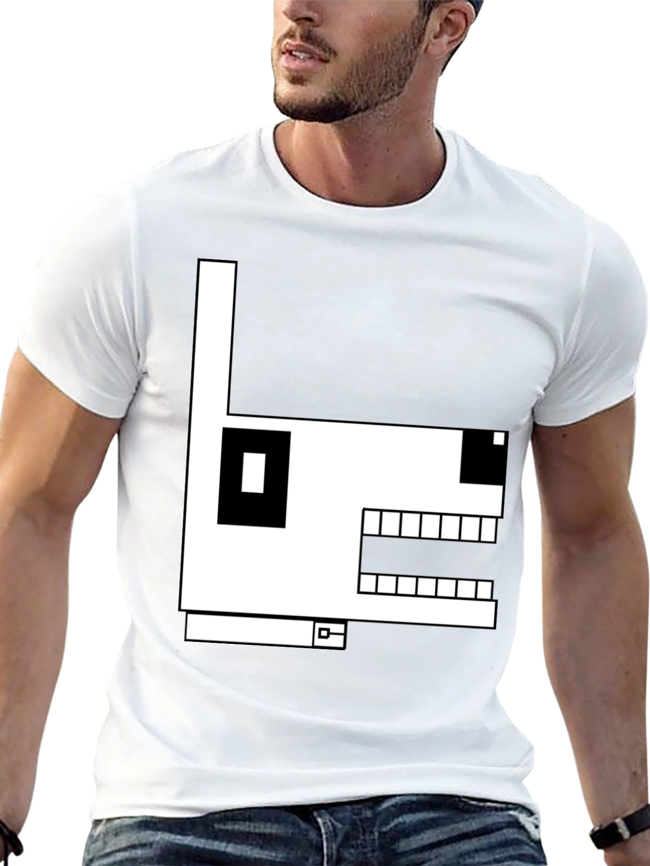 Geometric Dog Graphic T-Shirt - Black