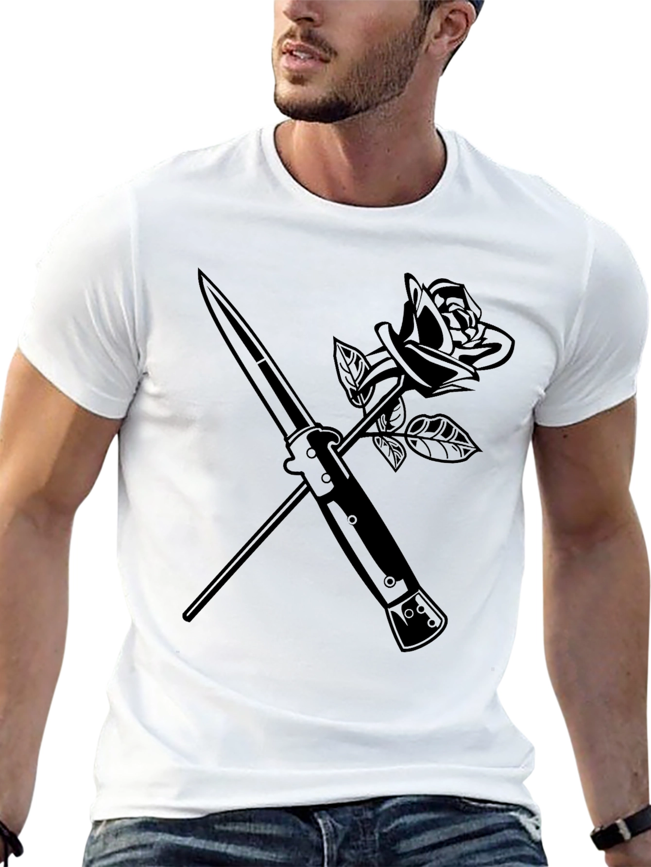 Rose & Dagger Graphic Tee - Edgy Streetwear