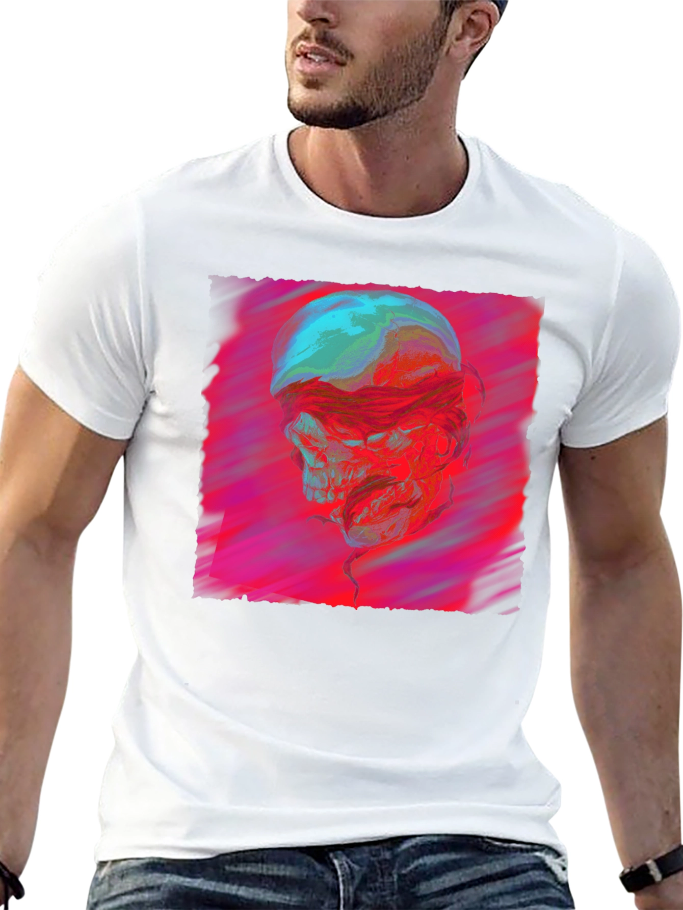 Skull Graphic Print Crew Neck T-Shirt