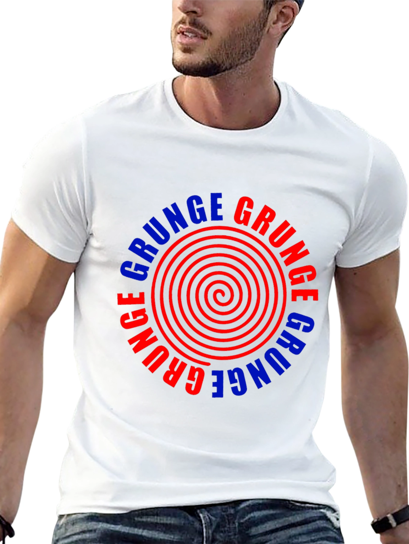 Grunge Graphic Tee - Retro Spiral Design