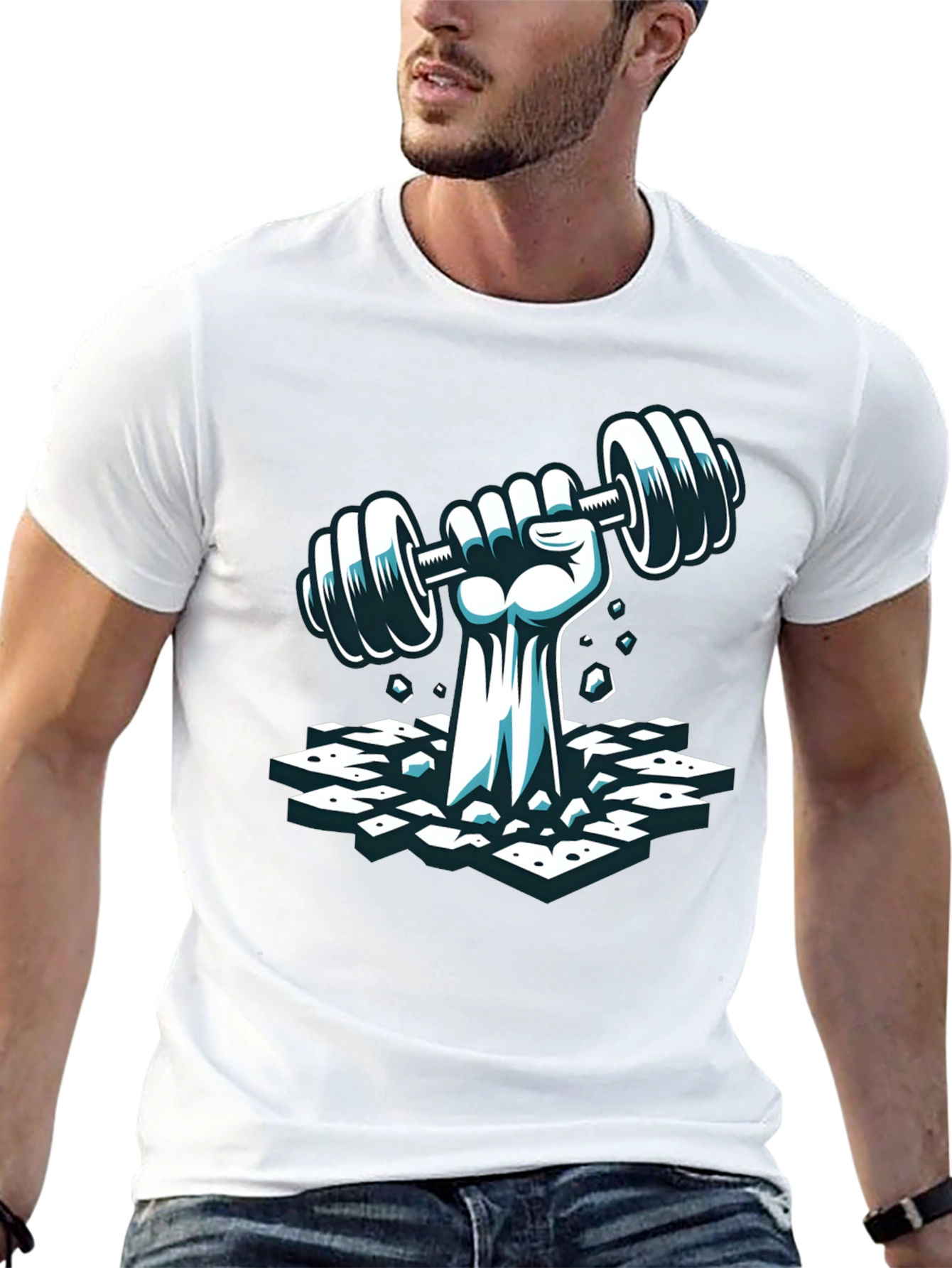 Workout Graphic Tee - Lifting Weights Fist T-Shirt