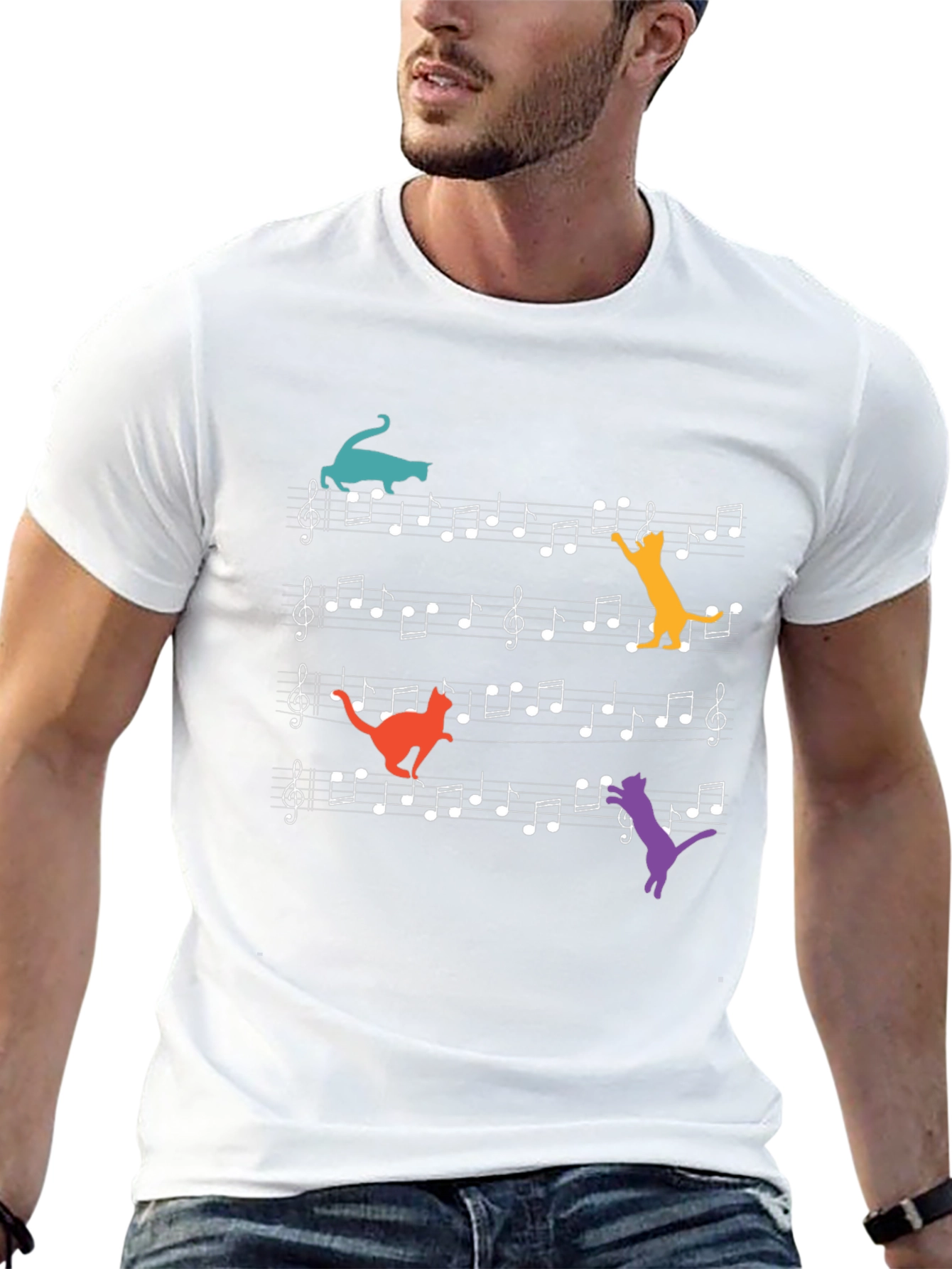Cats Playing Musical Notes T-Shirt