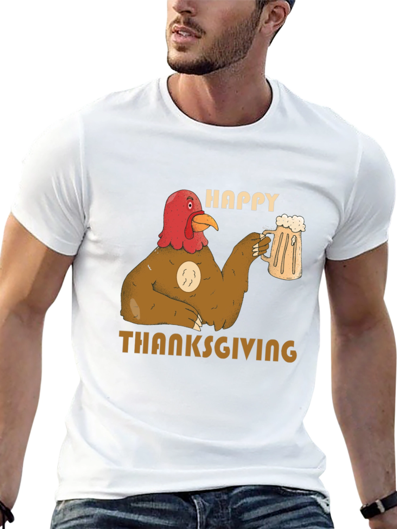 Happy Thanksgiving Turkey Beer T-Shirt