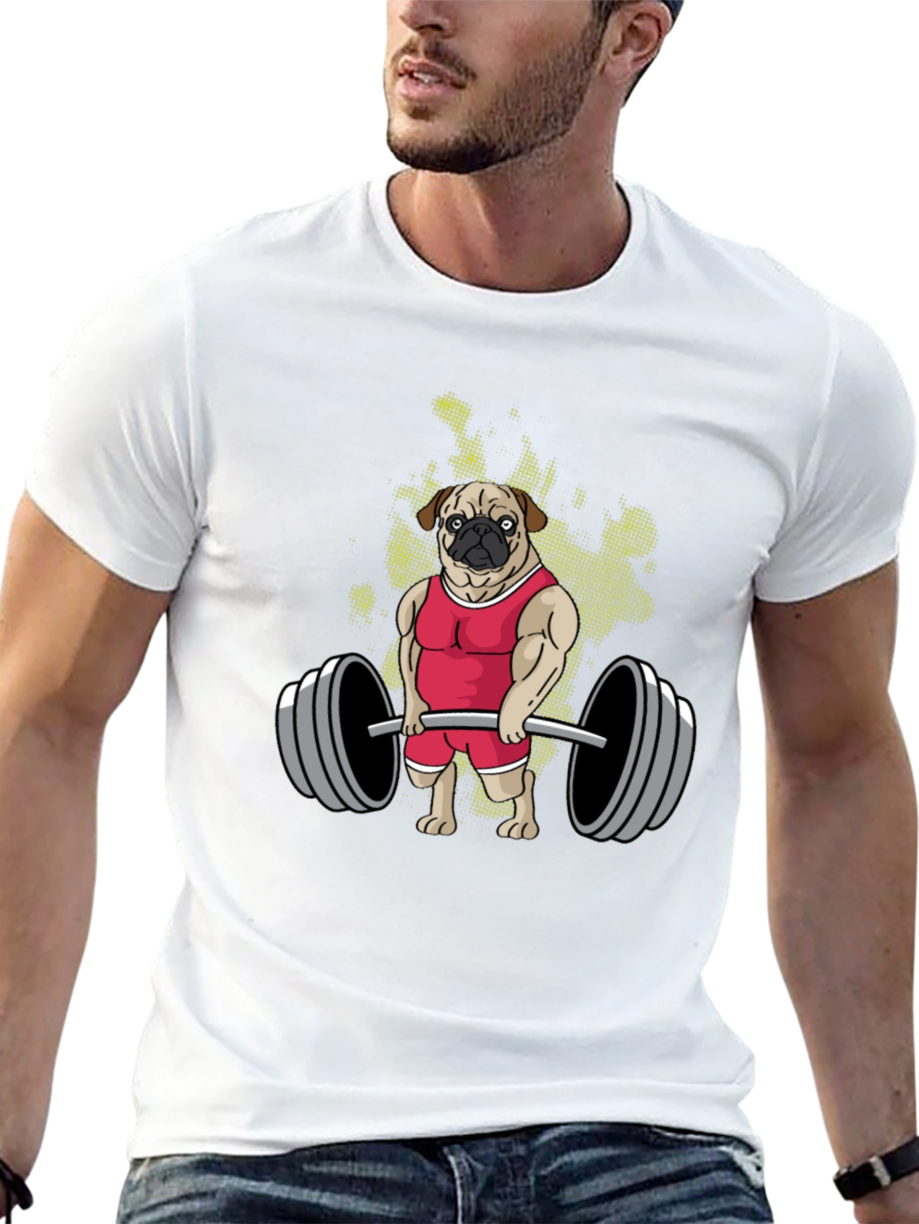 Weightlifting Pug Graphic T-Shirt