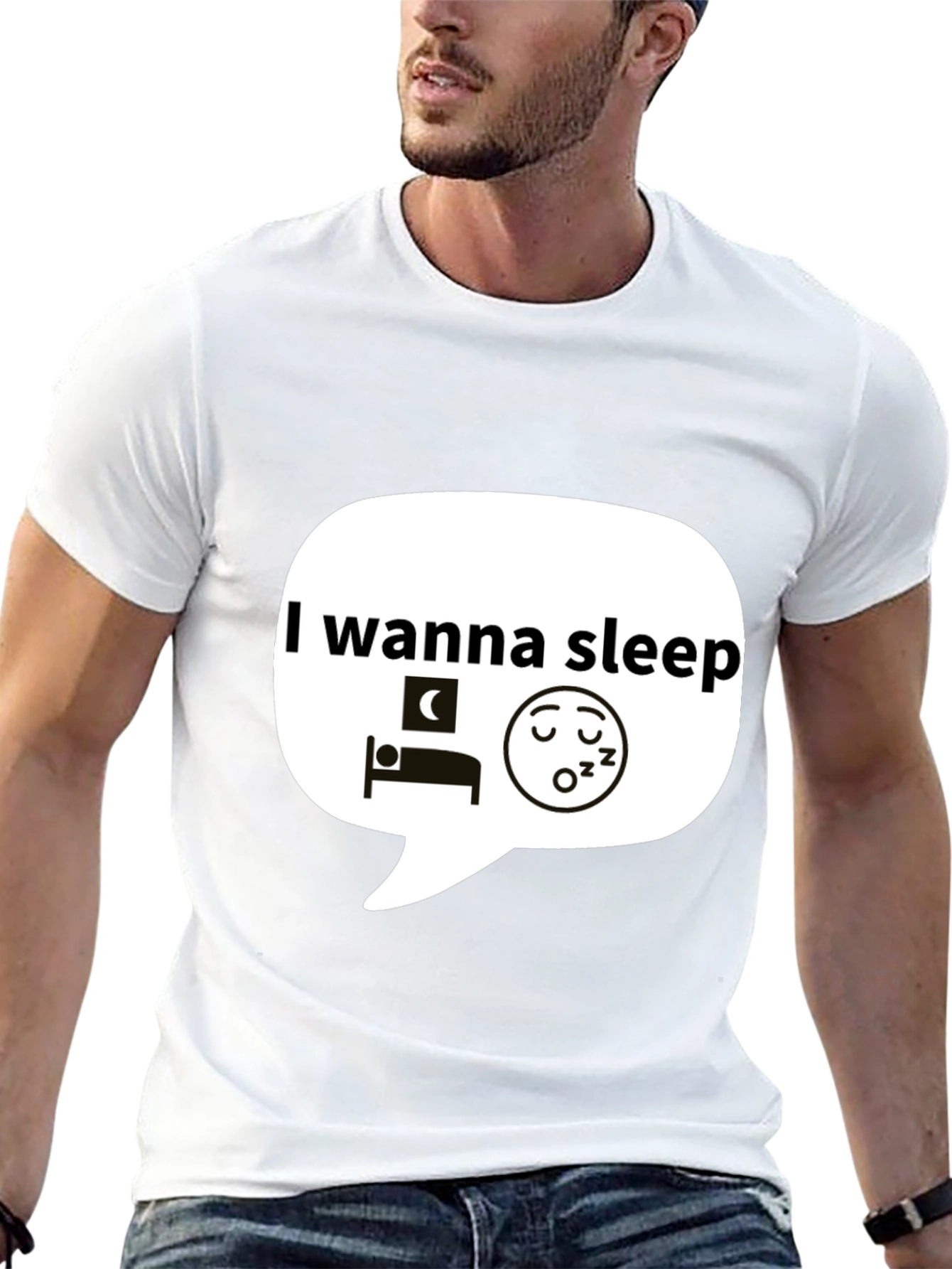 I Wanna Sleep Graphic Black T-Shirt