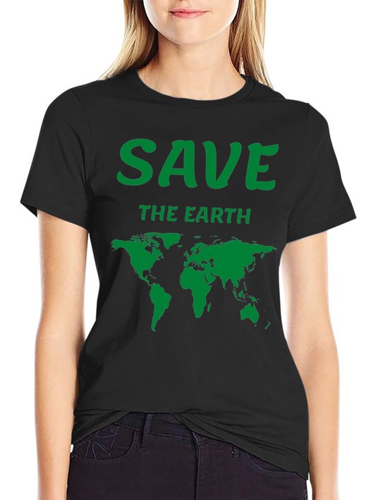 Save the Earth T-Shirt - Black - Map Graphic