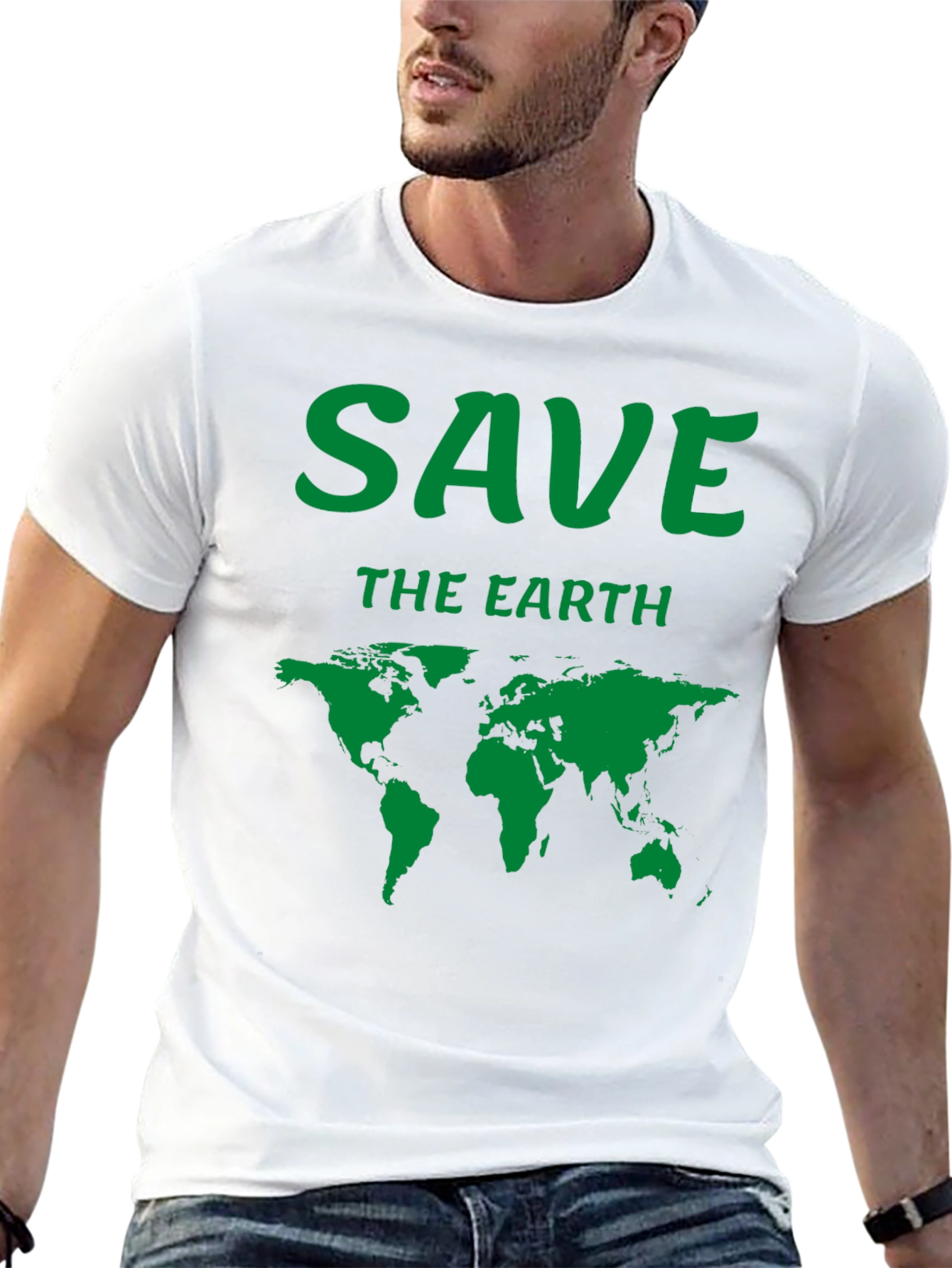 Save the Earth T-Shirt - Black - Map Graphic