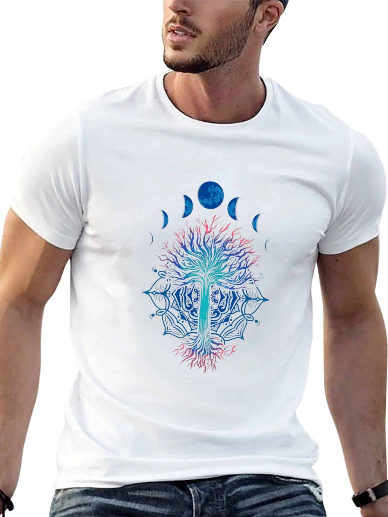 Moon Phase Tree Graphic Tee - Black