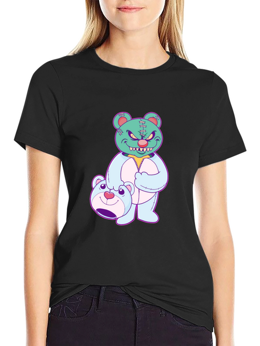 Edgy Teddy Bear Graphic Tee - Black