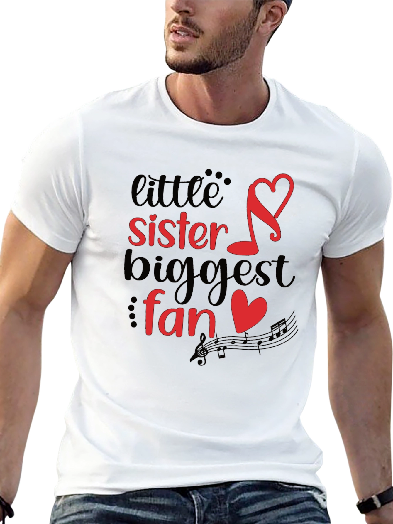 Little Sisters Biggest Fan Black Graphic Tee
