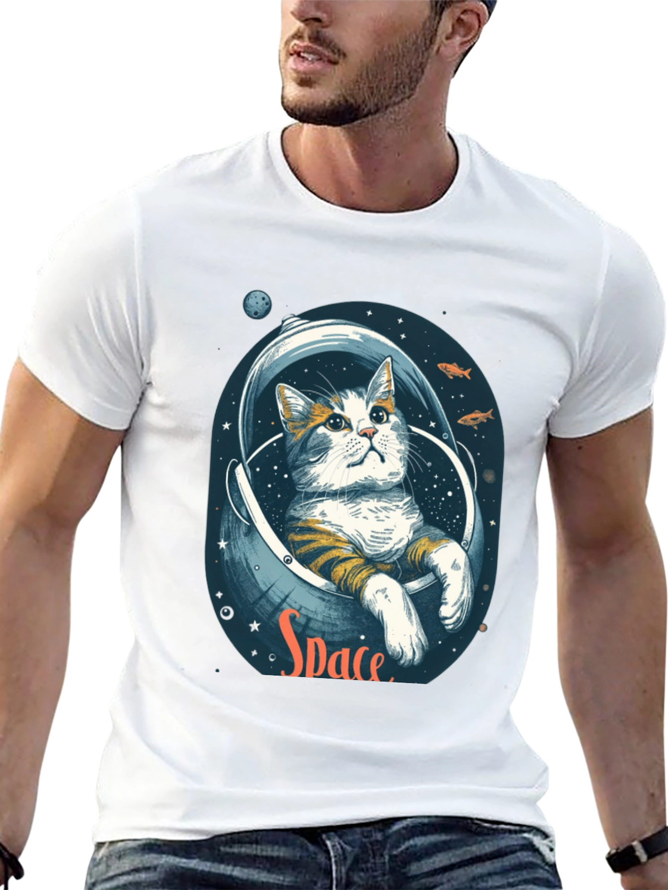 Astronaut Cat T-Shirt - Space Graphic Tee