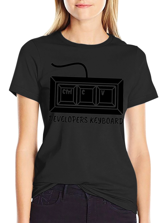 Developer Keyboard T-Shirt - Ctrl C V Programmer Tee
