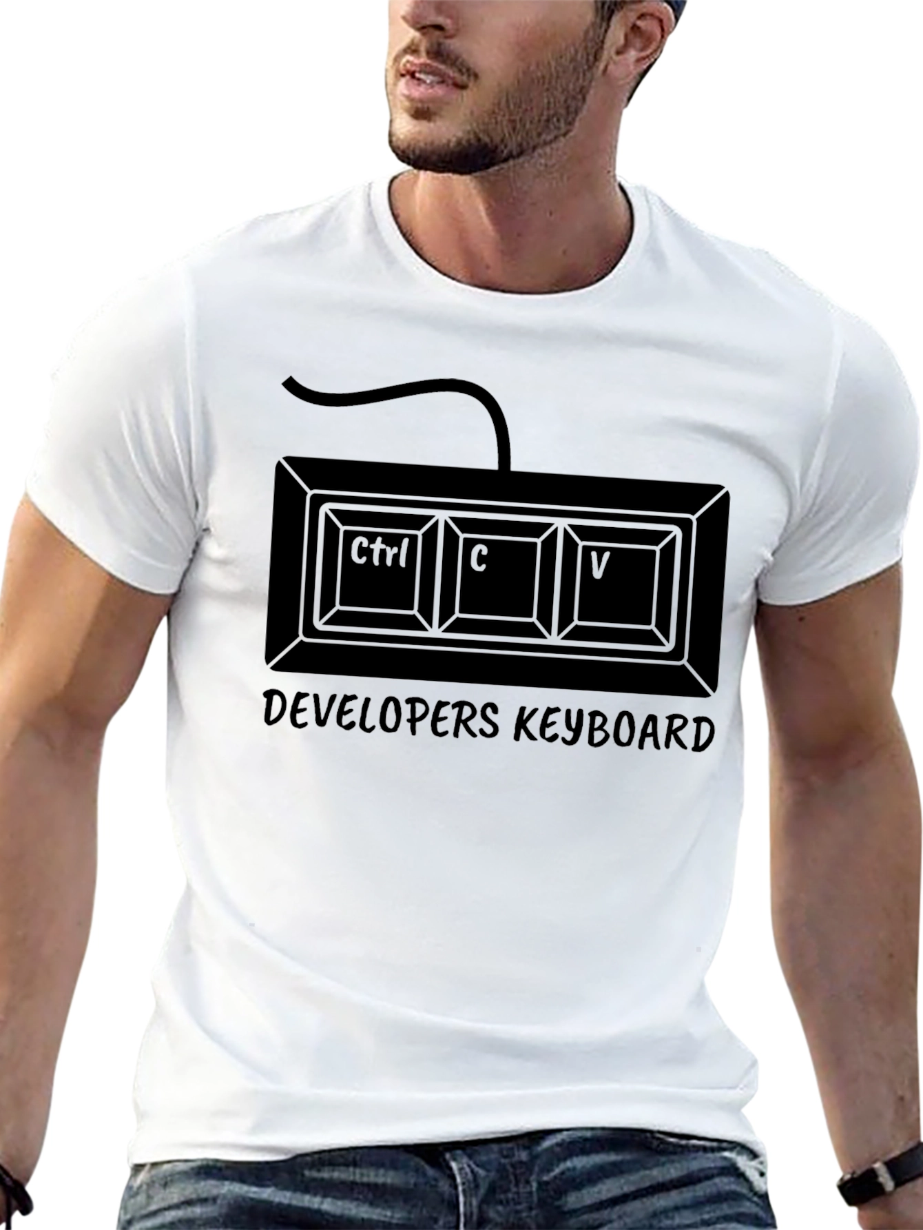 Developer Keyboard T-Shirt - Ctrl C V Programmer Tee