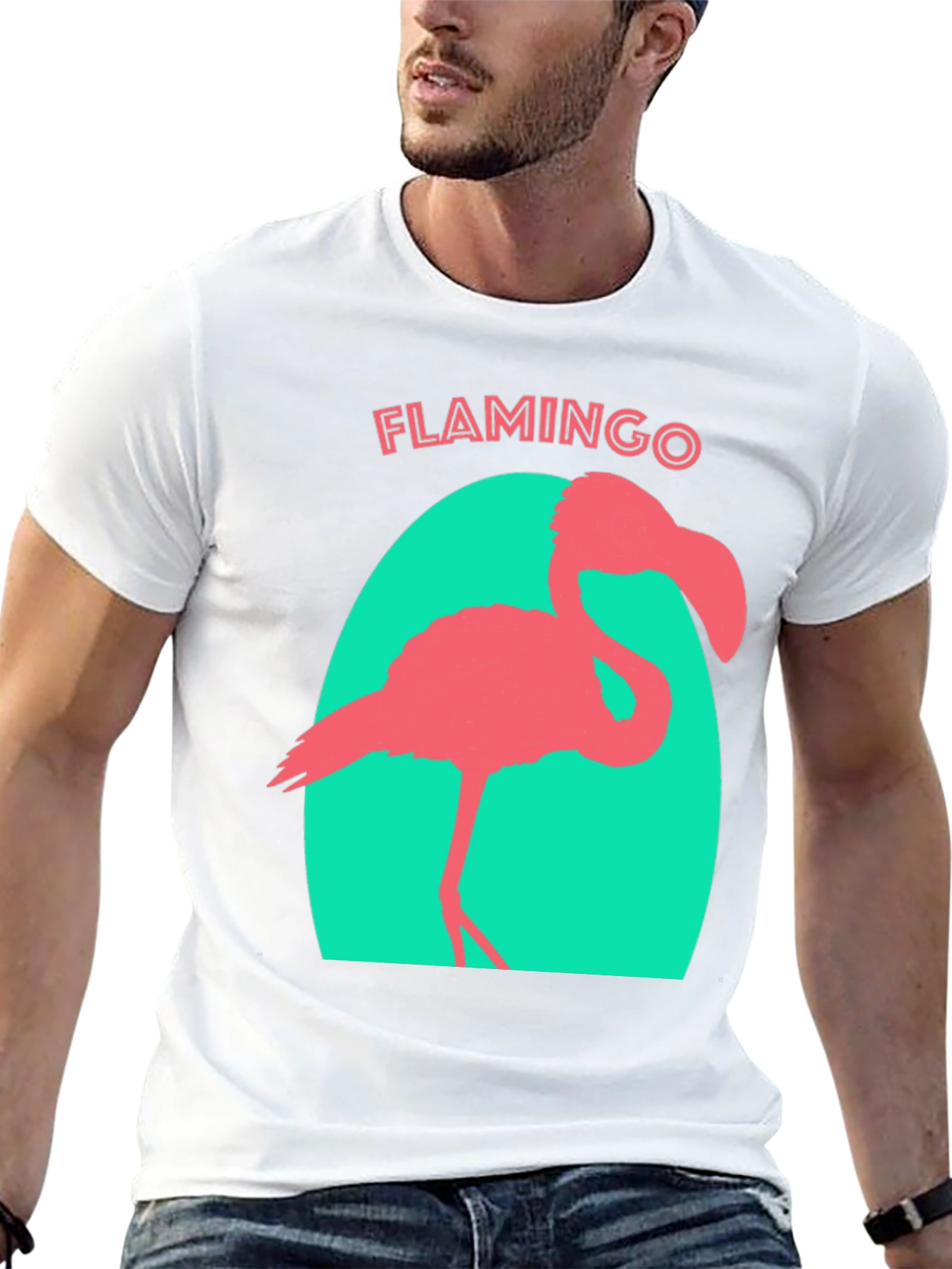 Flamingo Graphic Tee - Black Cotton T-Shirt