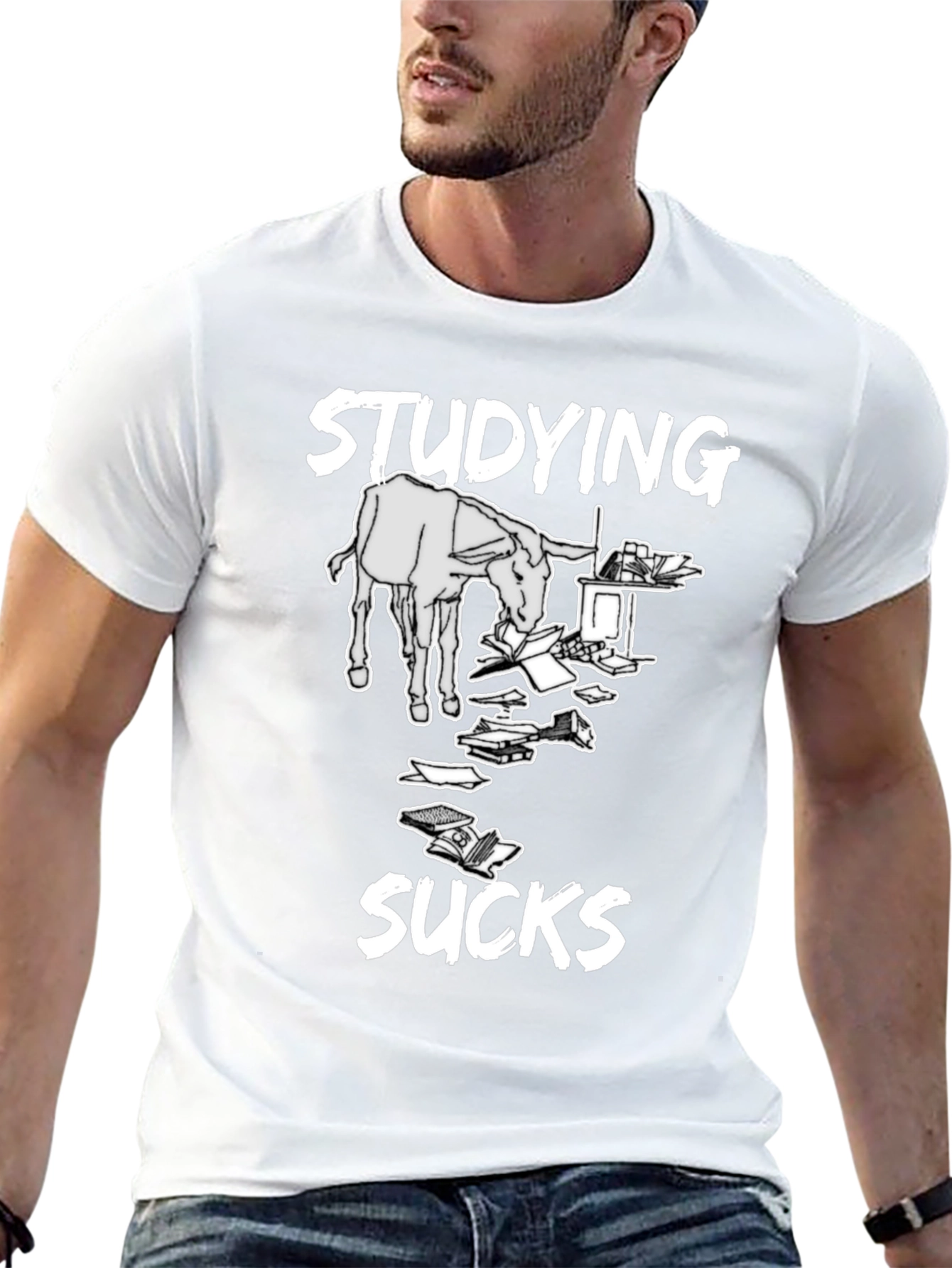Studying Sucks T-Shirt - Novelty Donkey Design