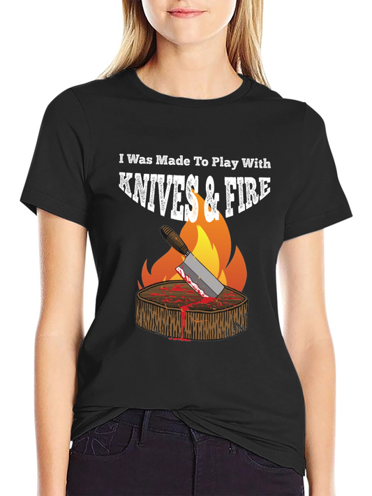 Knives & Fire BBQ T-Shirt - Grilling Humor