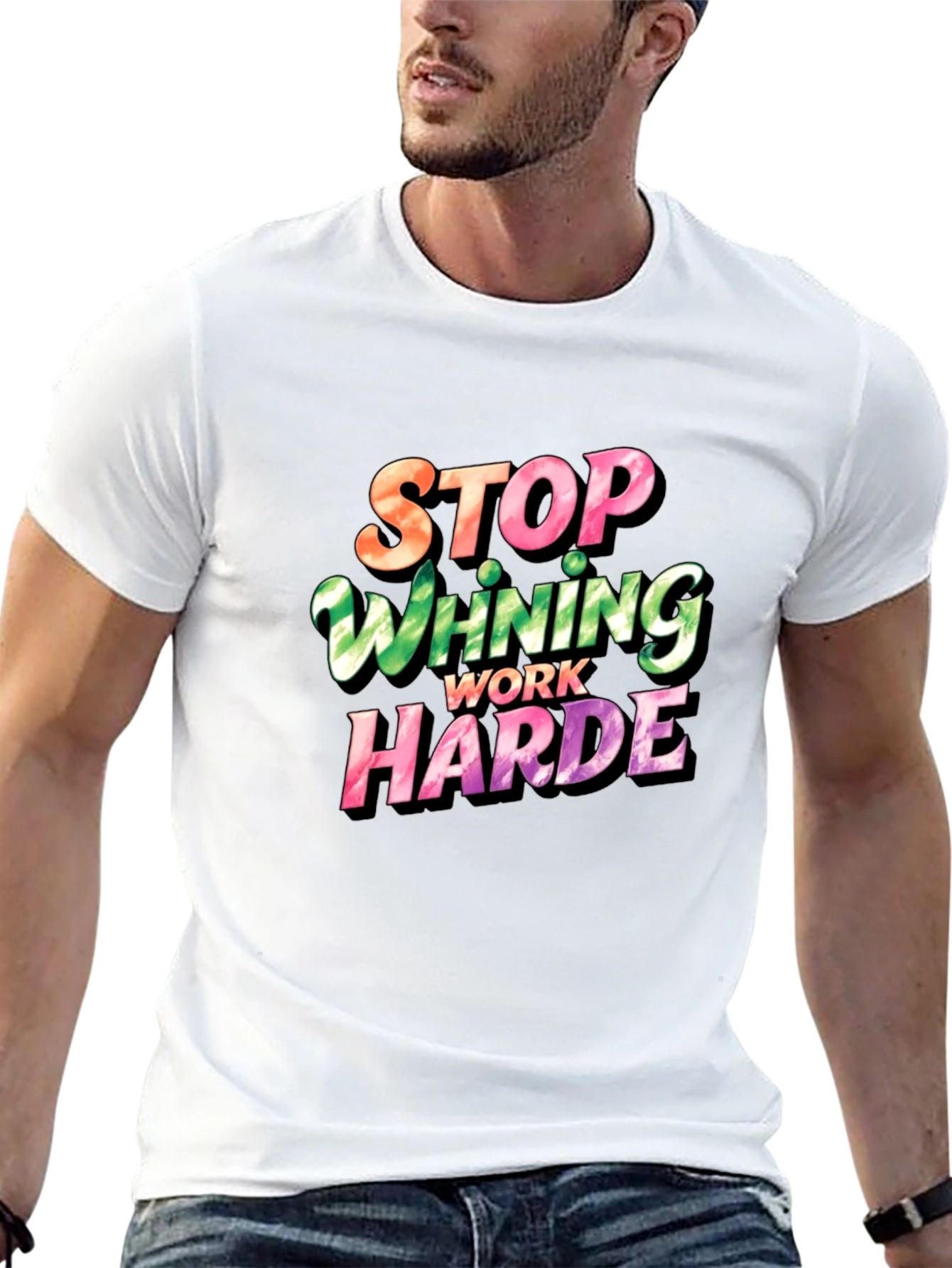 Stop Whining Work Harder Mens Graphic Tee