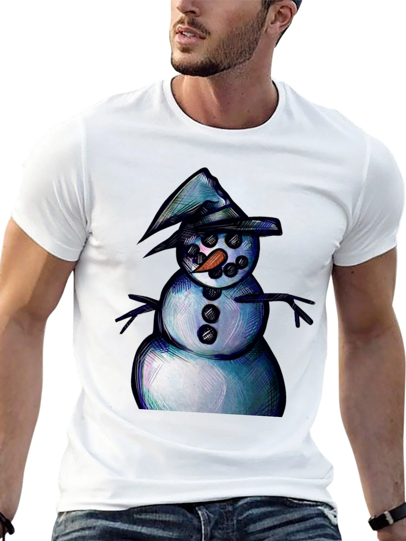 Whimsical Snowman Graphic T-Shirt